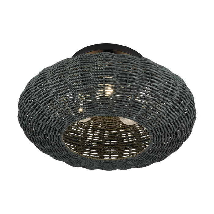 Livex Lighting - 60158-04 - Three Light Semi-Flush Mount - Deluna - Black