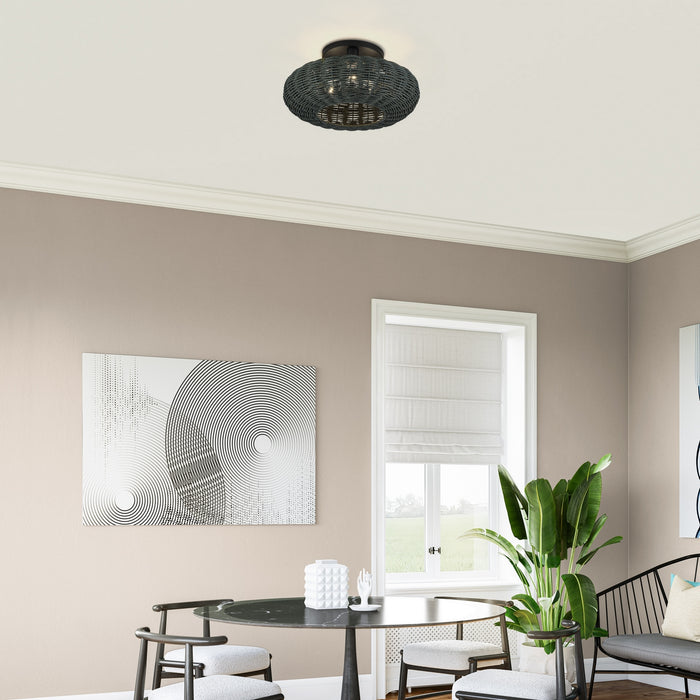 Livex Lighting - 60158-04 - Three Light Semi-Flush Mount - Deluna - Black