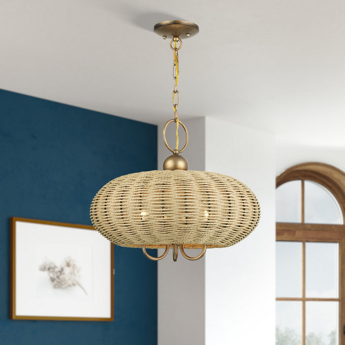 Livex Lighting - 60204-48 - Three Light Chandelier - Summervine - Antique Gold Leaf