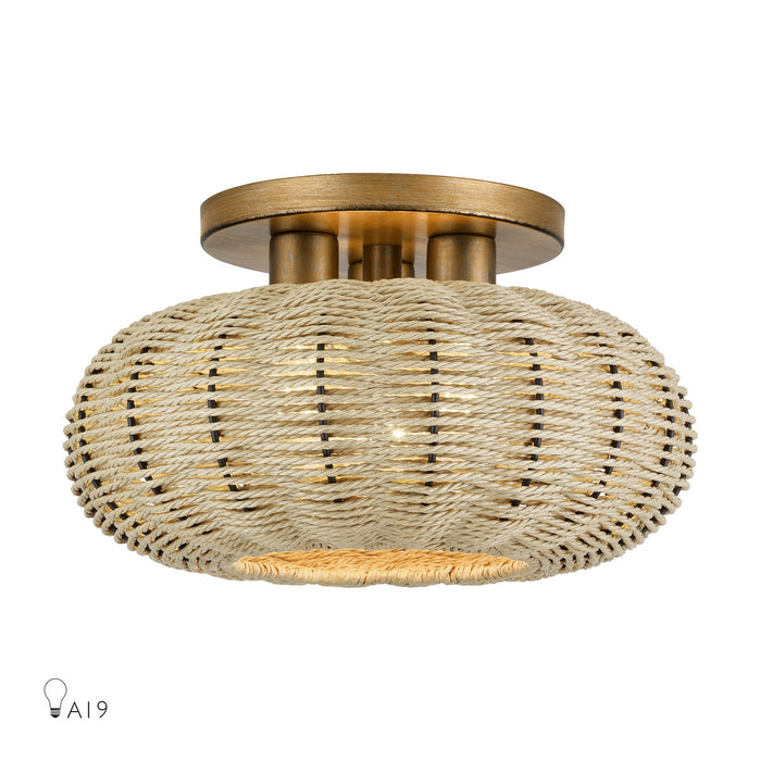 Livex Lighting - 60207-48 - Three Light Semi-Flush Mount - Summervine - Antique Gold Leaf