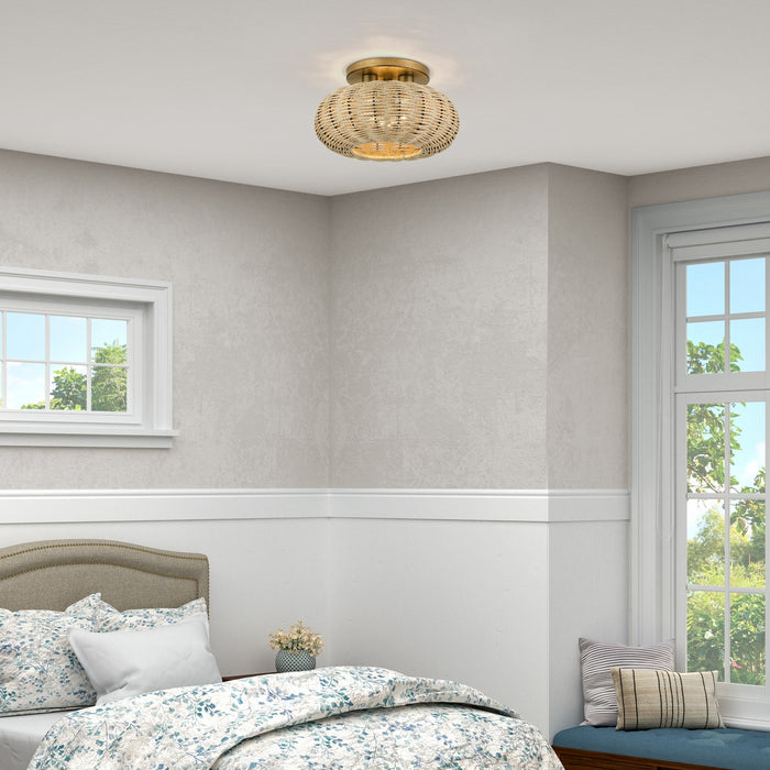 Livex Lighting - 60207-48 - Three Light Semi-Flush Mount - Summervine - Antique Gold Leaf