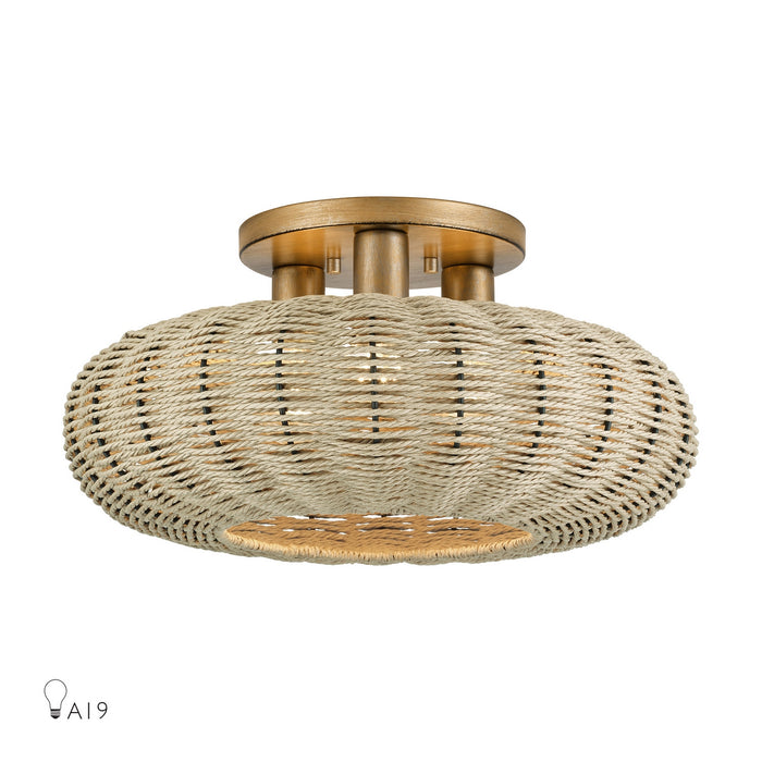 Livex Lighting - 60208-48 - Three Light Semi-Flush Mount - Summervine - Antique Gold Leaf