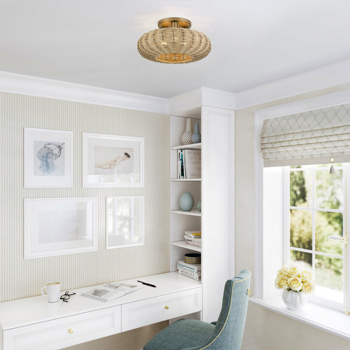 Livex Lighting - 60208-48 - Three Light Semi-Flush Mount - Summervine - Antique Gold Leaf