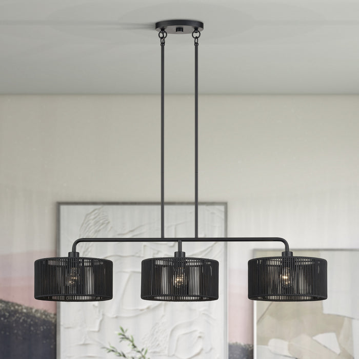 Livex Lighting - 60233-04 - Three Light Linear Chandelier - Acordia - Black