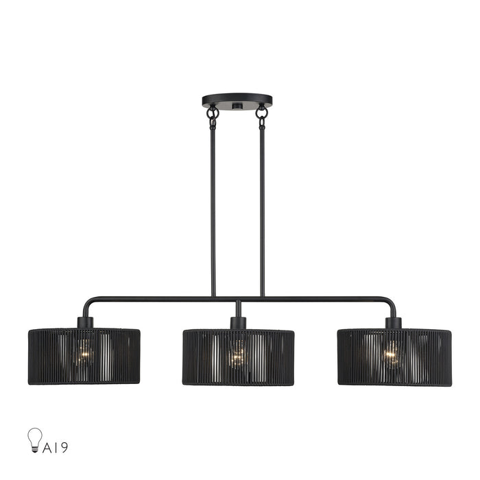 Livex Lighting - 60233-04 - Three Light Linear Chandelier - Acordia - Black