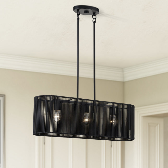 Livex Lighting - 60234-04 - Three Light Linear Chandelier - Acordia - Black