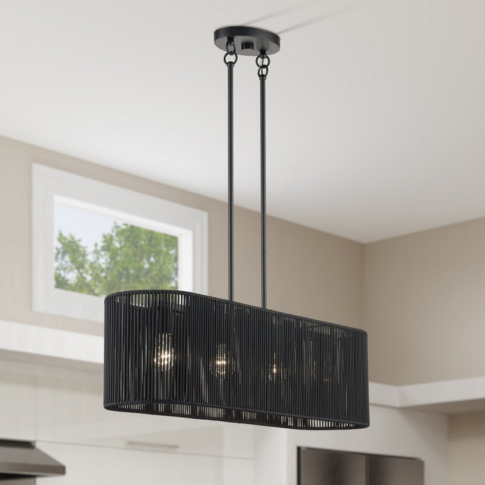 Livex Lighting - 60235-04 - Four Light Linear Chandelier - Acordia - Black