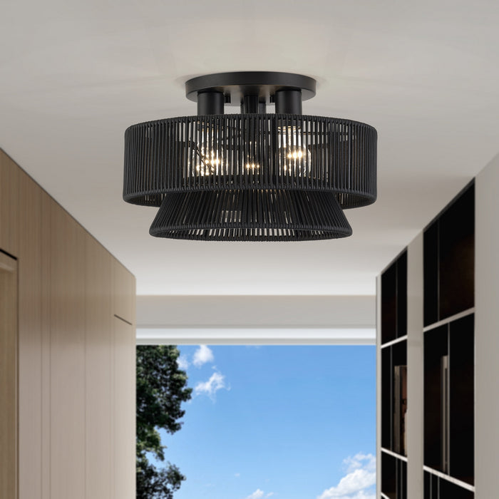 Livex Lighting - 60252-04 - Three Light Semi-Flush Mount - Florell - Black