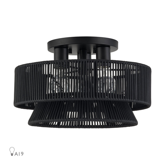 Livex Lighting - 60252-04 - Three Light Semi-Flush Mount - Florell - Black