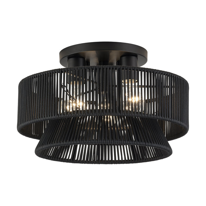 Livex Lighting - 60252-04 - Three Light Semi-Flush Mount - Florell - Black