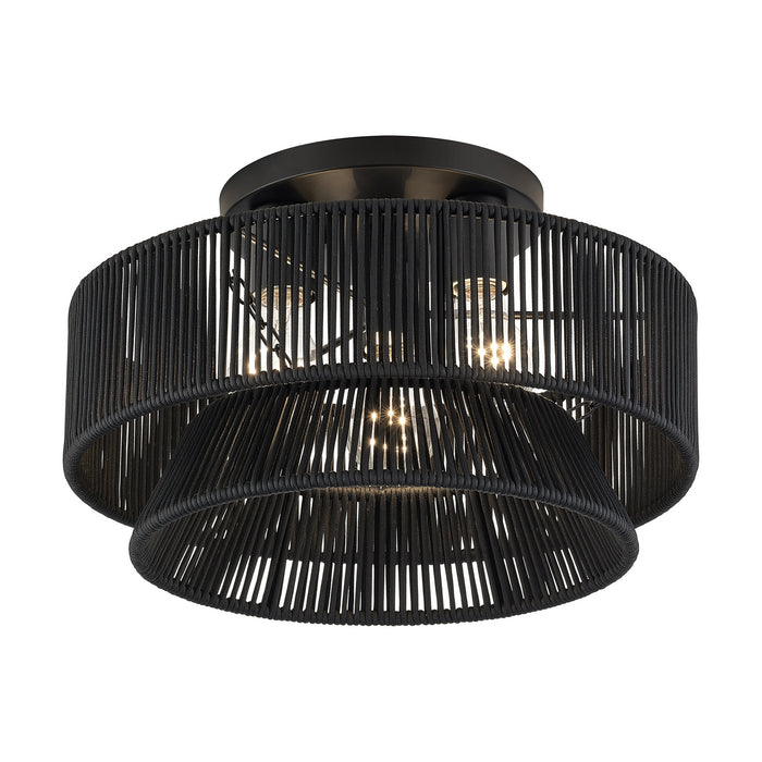 Livex Lighting - 60252-04 - Three Light Semi-Flush Mount - Florell - Black