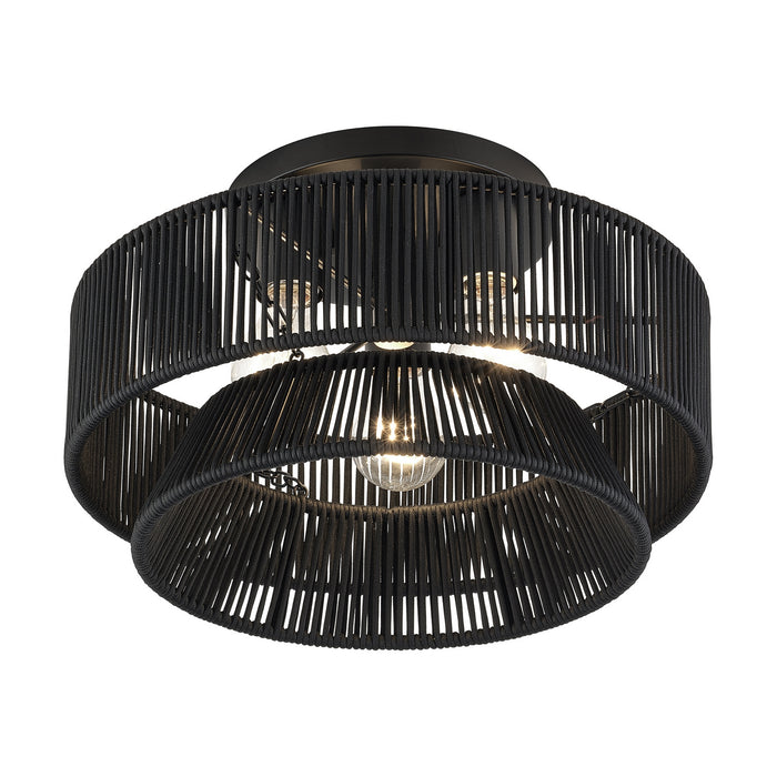 Livex Lighting - 60252-04 - Three Light Semi-Flush Mount - Florell - Black