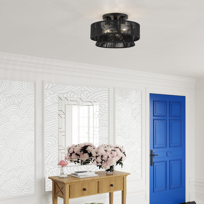 Livex Lighting - 60252-04 - Three Light Semi-Flush Mount - Florell - Black