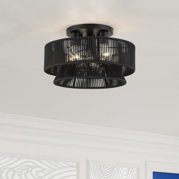 Livex Lighting - 60252-04 - Three Light Semi-Flush Mount - Florell - Black