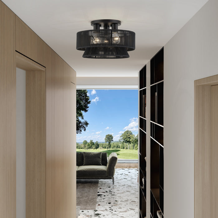 Livex Lighting - 60252-04 - Three Light Semi-Flush Mount - Florell - Black