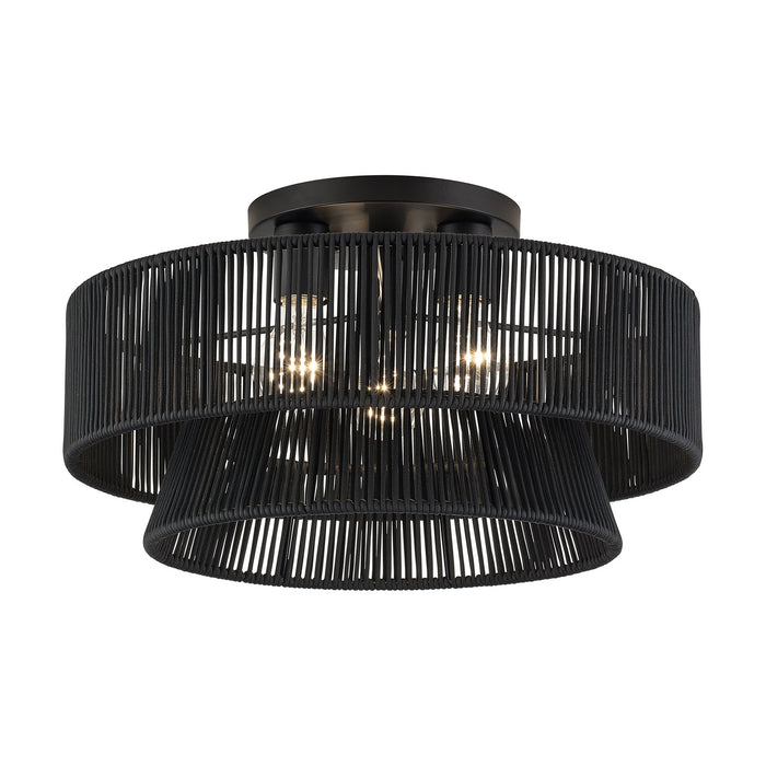 Livex Lighting - 60256-04 - Three Light Semi-Flush Mount - Florell - Black