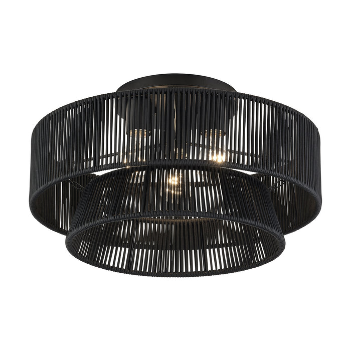 Livex Lighting - 60256-04 - Three Light Semi-Flush Mount - Florell - Black