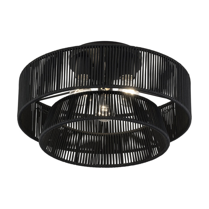 Livex Lighting - 60256-04 - Three Light Semi-Flush Mount - Florell - Black