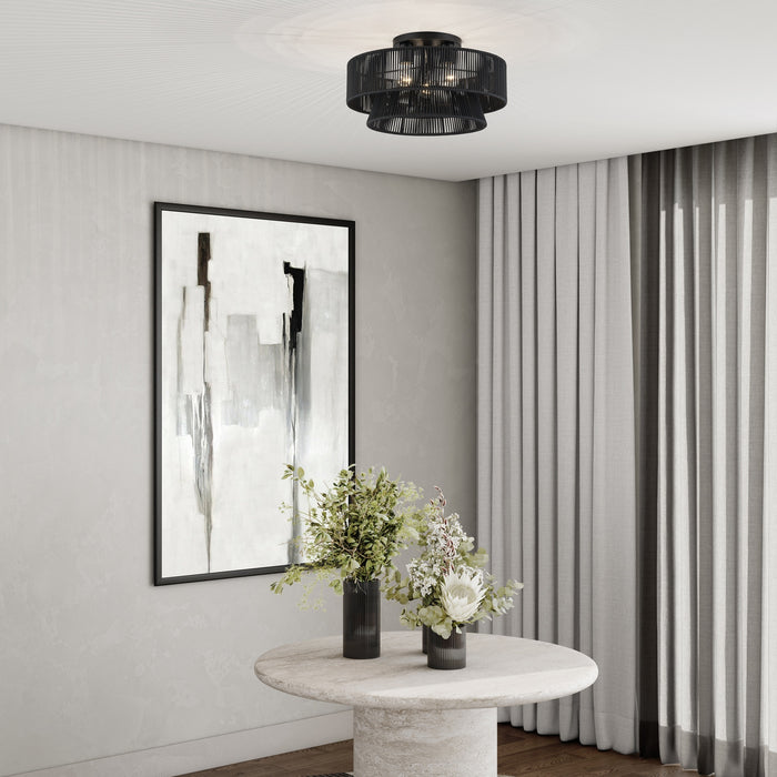 Livex Lighting - 60256-04 - Three Light Semi-Flush Mount - Florell - Black