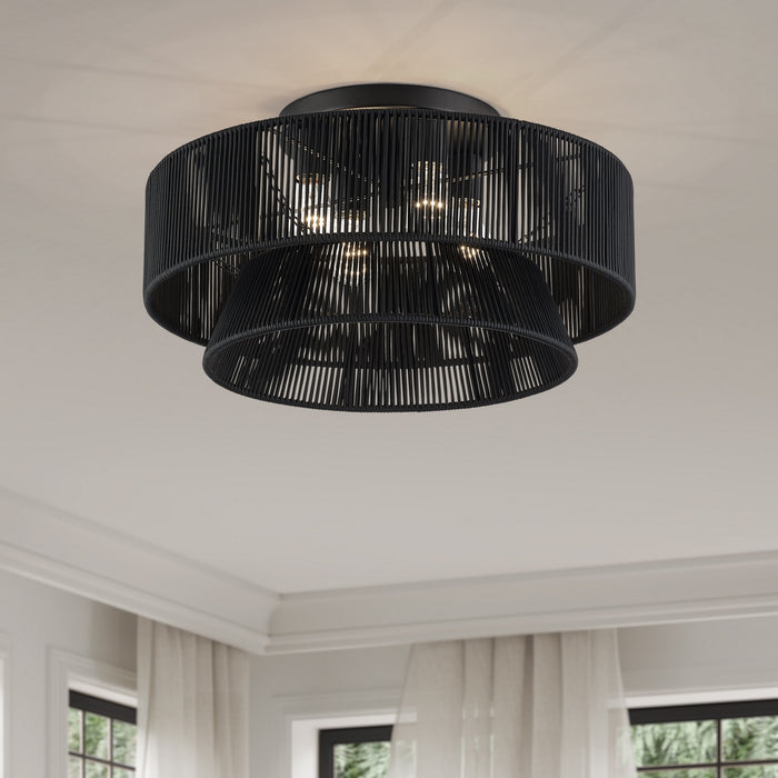 Livex Lighting - 60257-04 - Four Light Semi-Flush Mount - Florell - Black