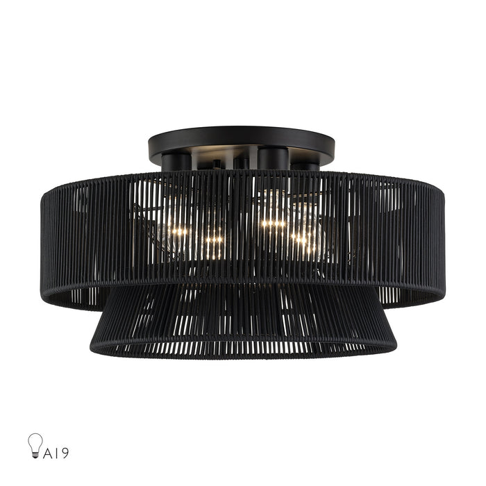 Livex Lighting - 60257-04 - Four Light Semi-Flush Mount - Florell - Black