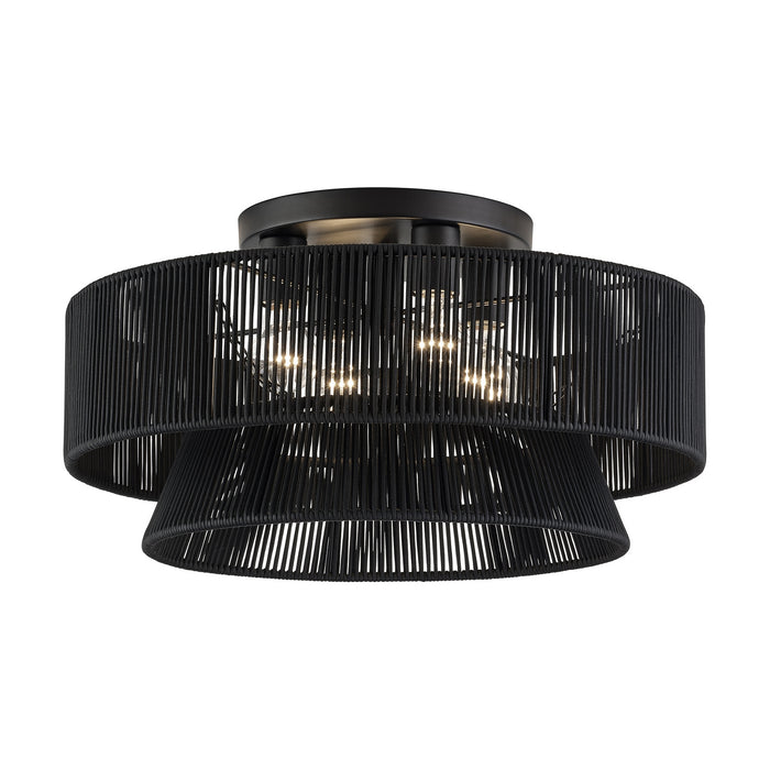 Livex Lighting - 60257-04 - Four Light Semi-Flush Mount - Florell - Black