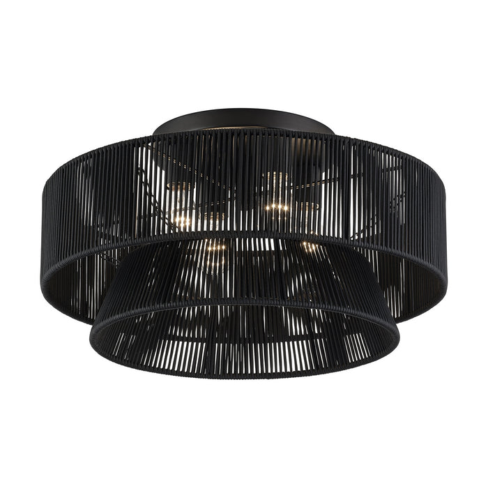 Livex Lighting - 60257-04 - Four Light Semi-Flush Mount - Florell - Black