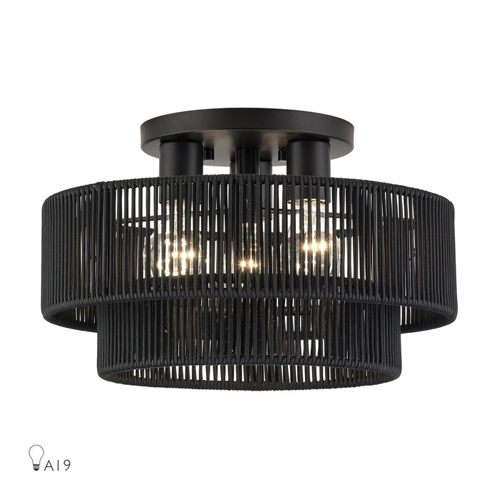 Livex Lighting - 60266-04 - Three Light Semi-Flush Mount - Acordia - Black