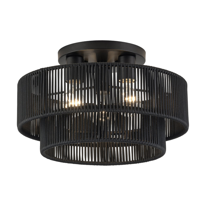 Livex Lighting - 60266-04 - Three Light Semi-Flush Mount - Acordia - Black