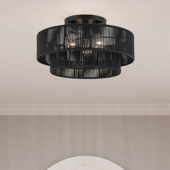 Livex Lighting - 60267-04 - Three Light Semi-Flush Mount - Acordia - Black