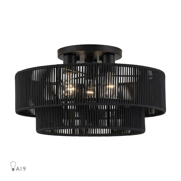 Livex Lighting - 60267-04 - Three Light Semi-Flush Mount - Acordia - Black