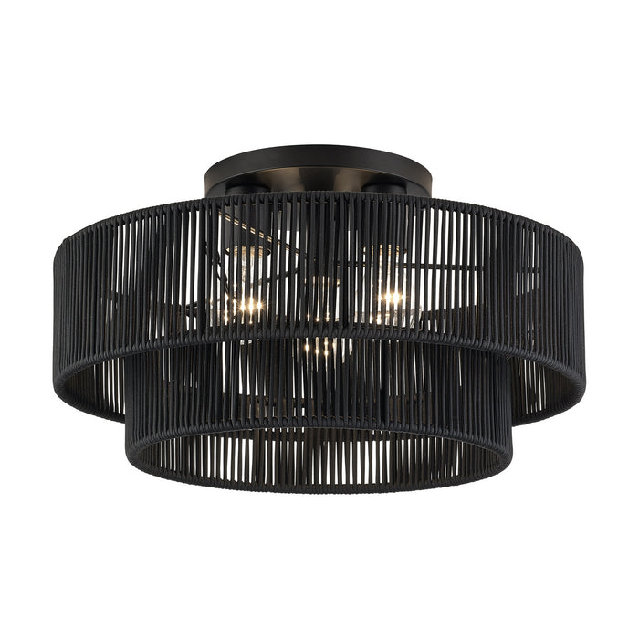 Livex Lighting - 60267-04 - Three Light Semi-Flush Mount - Acordia - Black