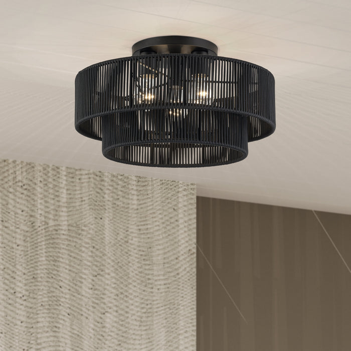 Livex Lighting - 60267-04 - Three Light Semi-Flush Mount - Acordia - Black