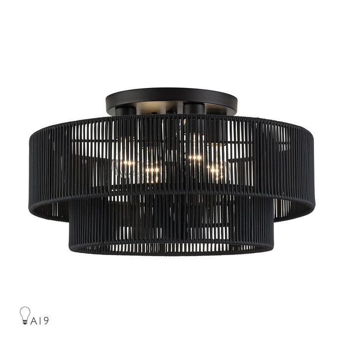 Livex Lighting - 60268-04 - Four Light Semi-Flush Mount - Acordia - Black