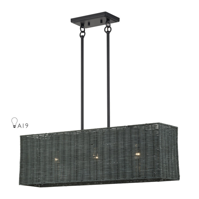 Livex Lighting - 60552-04 - Three Light Linear Chandelier - Weavington - Black