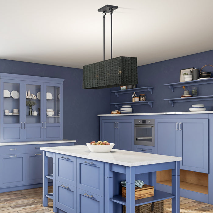 Livex Lighting - 60552-04 - Three Light Linear Chandelier - Weavington - Black