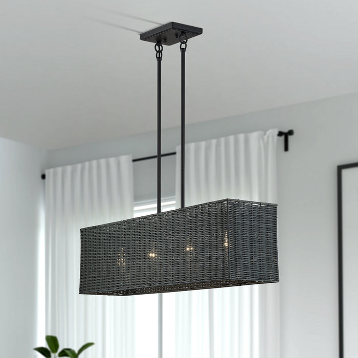 Livex Lighting - 60553-04 - Four Light Linear Chandelier - Weavington - Black