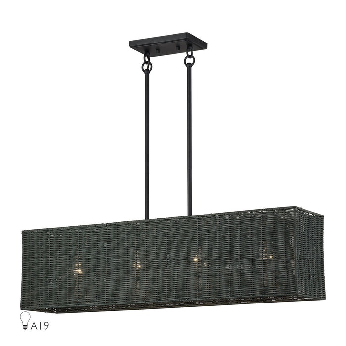 Livex Lighting - 60553-04 - Four Light Linear Chandelier - Weavington - Black
