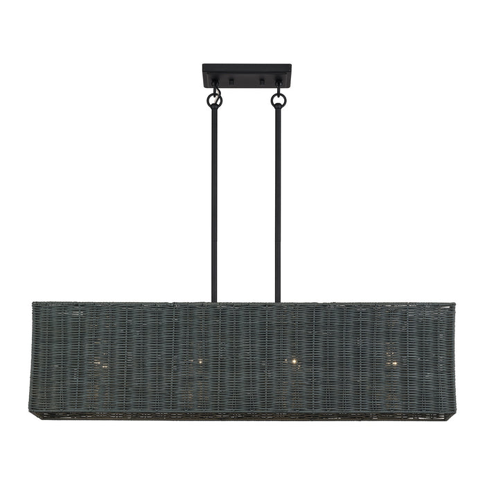 Livex Lighting - 60553-04 - Four Light Linear Chandelier - Weavington - Black