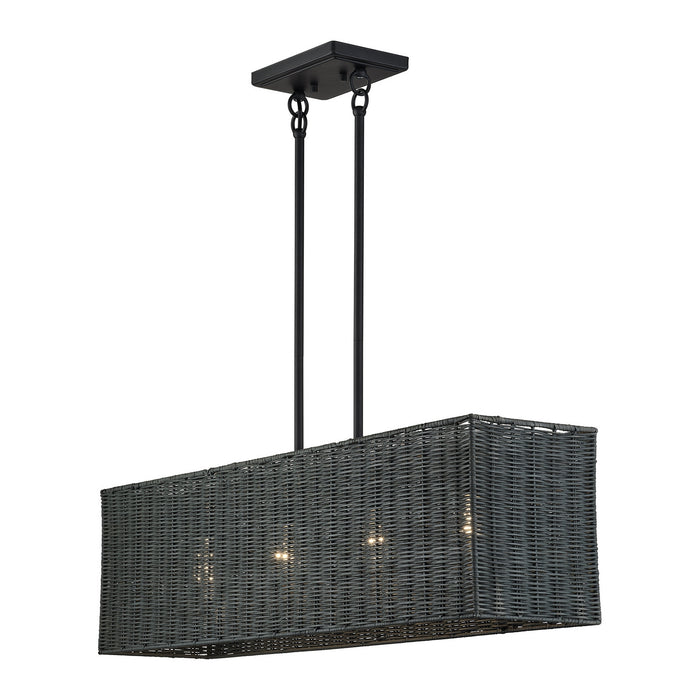 Livex Lighting - 60553-04 - Four Light Linear Chandelier - Weavington - Black