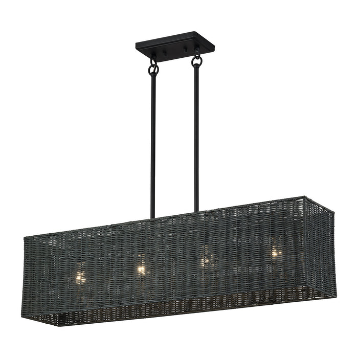 Livex Lighting - 60553-04 - Four Light Linear Chandelier - Weavington - Black