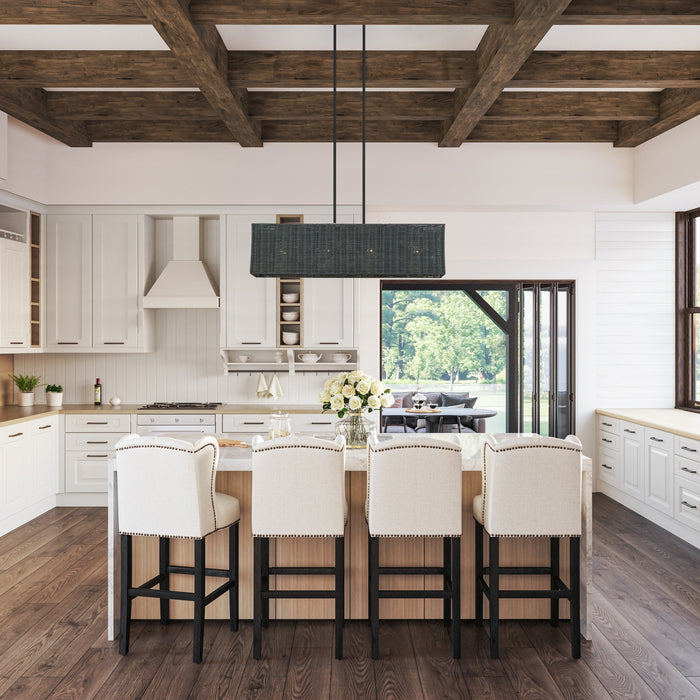 Livex Lighting - 60553-04 - Four Light Linear Chandelier - Weavington - Black