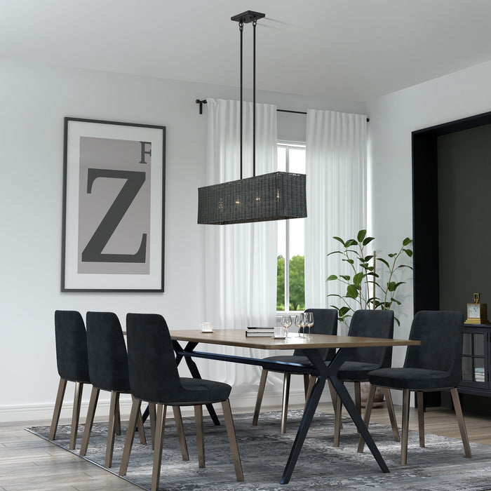 Livex Lighting - 60553-04 - Four Light Linear Chandelier - Weavington - Black