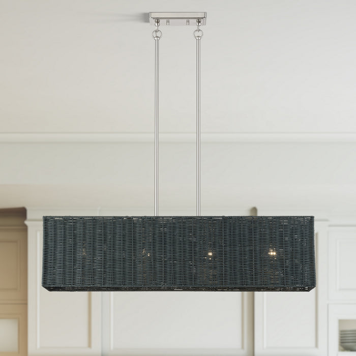 Livex Lighting - 60553-91 - Four Light Linear Chandelier - Weavington - Brushed Nickel