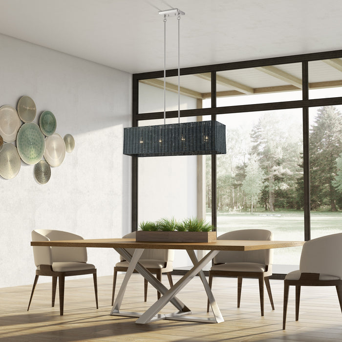 Livex Lighting - 60553-91 - Four Light Linear Chandelier - Weavington - Brushed Nickel