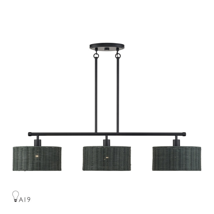 Livex Lighting - 60554-04 - Three Light Linear Chandelier - Weavington - Black