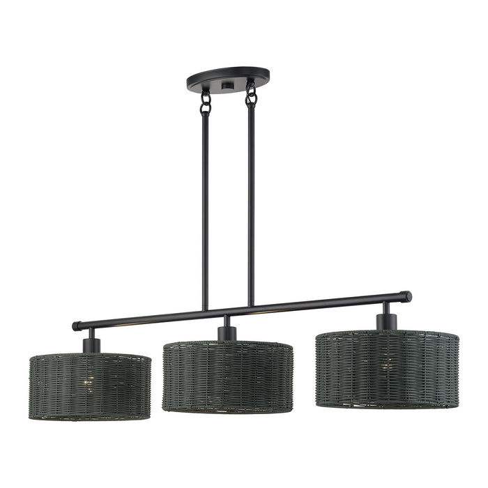 Livex Lighting - 60554-04 - Three Light Linear Chandelier - Weavington - Black