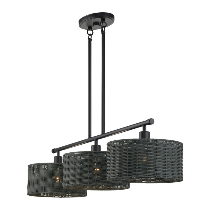 Livex Lighting - 60554-04 - Three Light Linear Chandelier - Weavington - Black