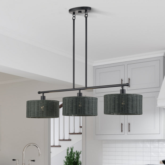Livex Lighting - 60554-04 - Three Light Linear Chandelier - Weavington - Black