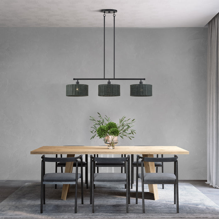 Livex Lighting - 60554-04 - Three Light Linear Chandelier - Weavington - Black